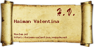 Haiman Valentina névjegykártya